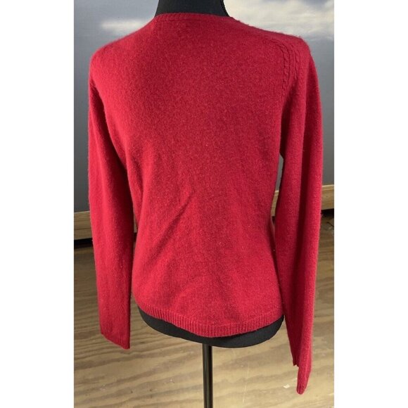 Valerie Stevens 100% Cashmere Red Crewneck Long Sleeve Pullover Sweater Size M - Picture 5 of 11